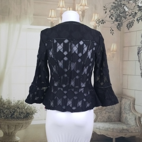 International Concepts Lace Peplum Zip Up Jacket - Picture 3 of 4